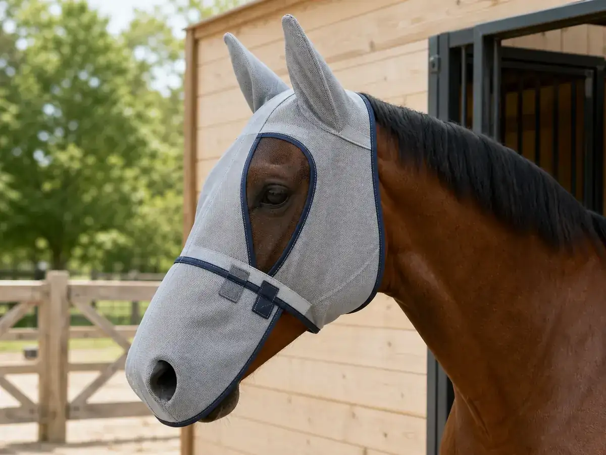 Horse fly mask with detachable nose cover